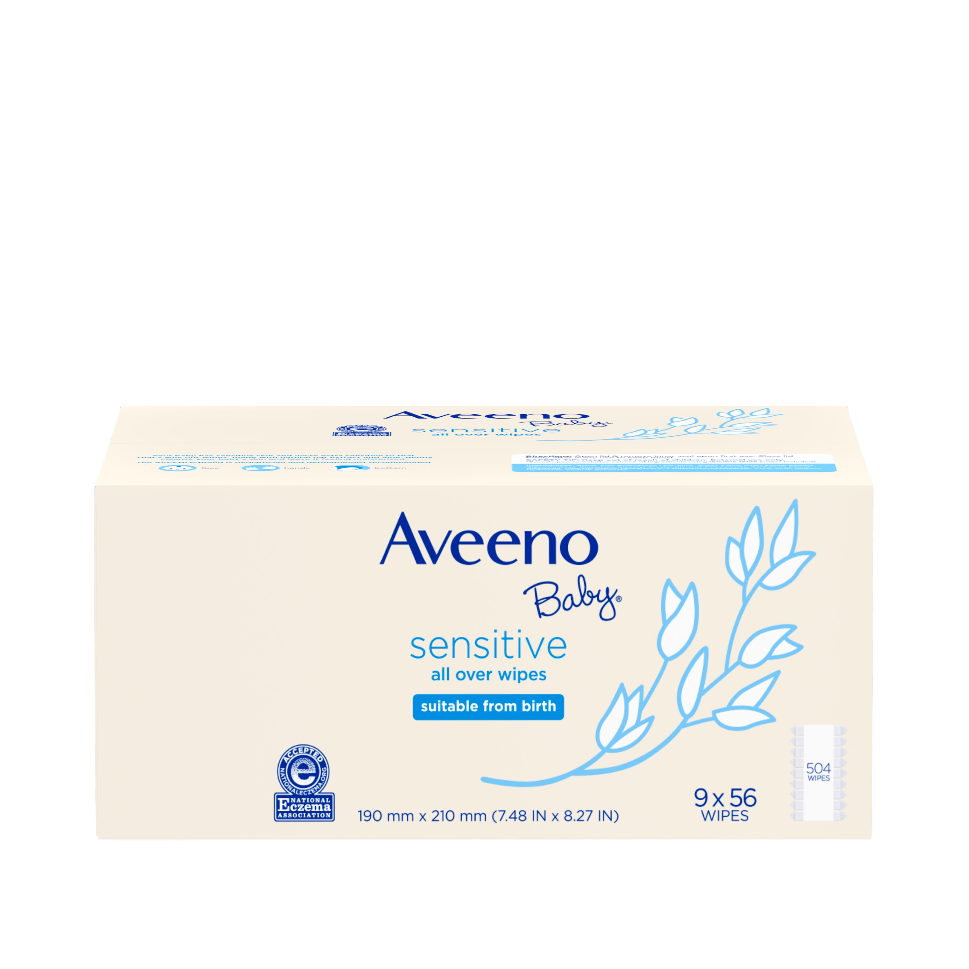 Aveeno Baby Sensitive All Over Wipes, Fragrance-Free, 9 packs of 56 ct Aveeno