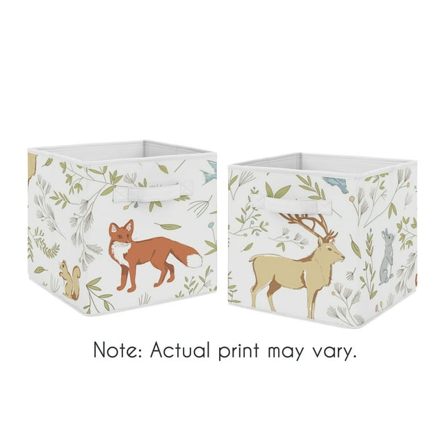 Woodland Animal Toile Fabric Storage Bins (Set of 2) by Sweet Jojo Designs Sweet Jojo Designs