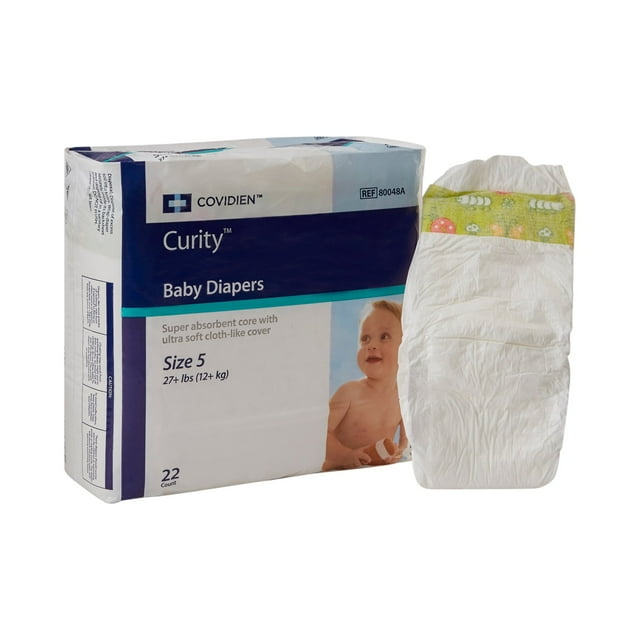 Curity Baby Baby Diaper Size 5, Over 27 lbs. 80048A, 22 Ct Curity