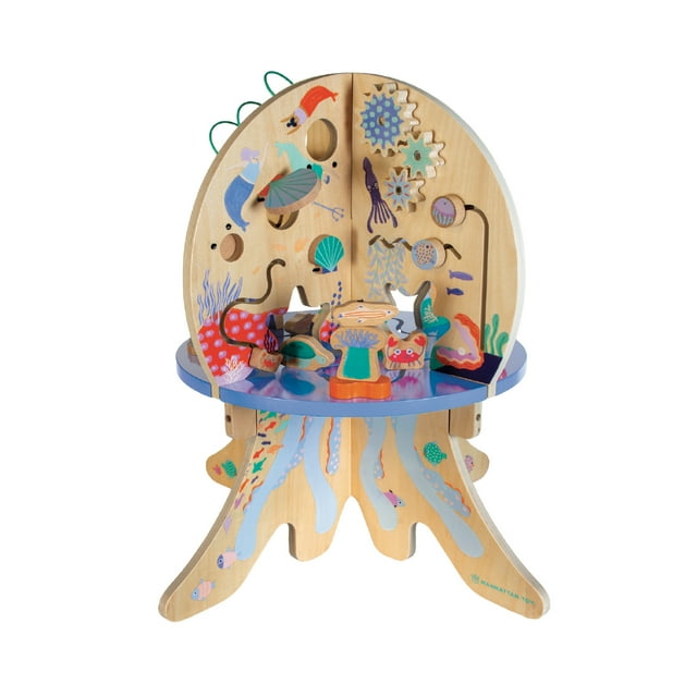 Manhattan Toy Deep Sea Adventure Wooden Toddler Activity Center with Clacking Clams, Spinning Gears, Gliders and Bead Runs Manhattan Toy