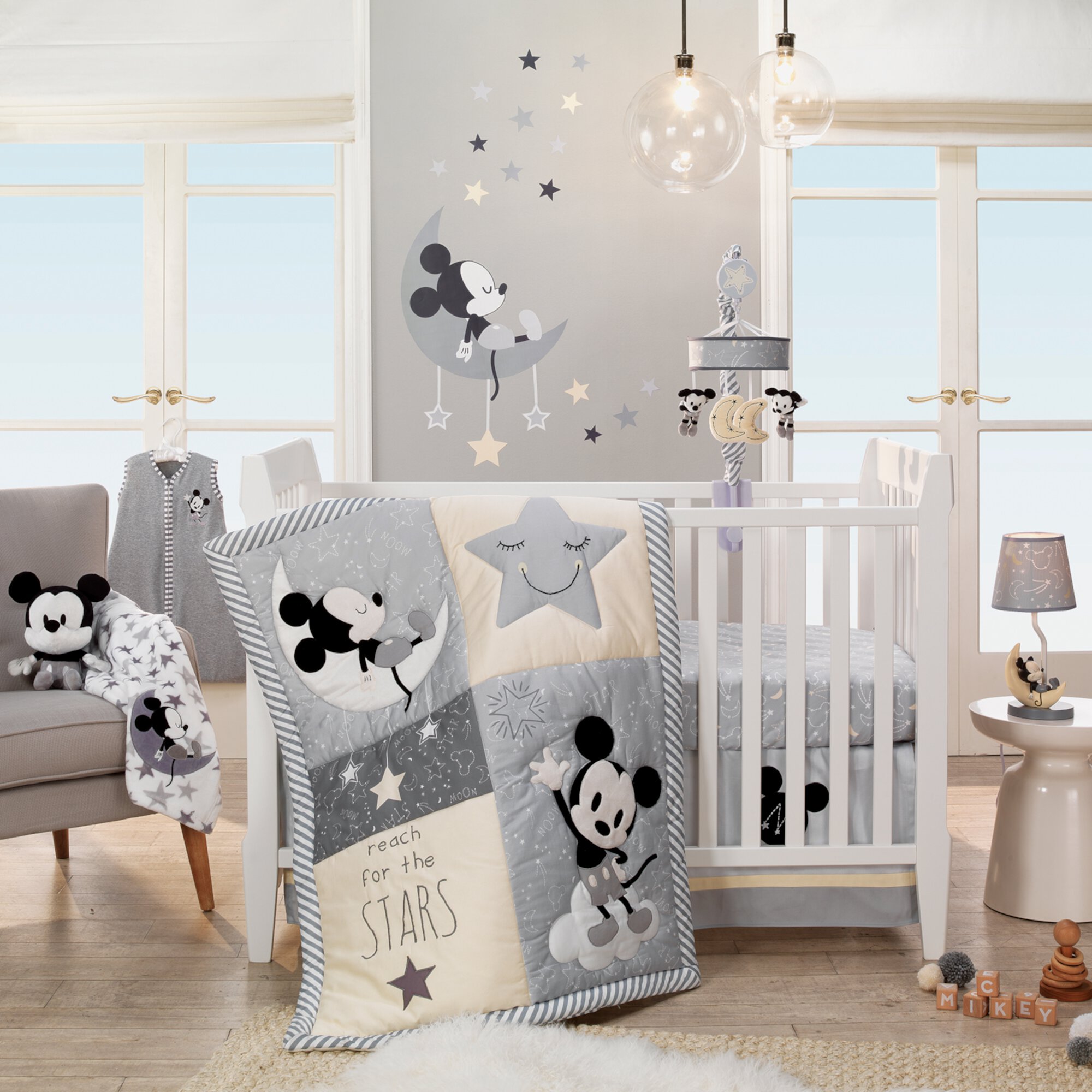 Disney Baby Mickey Mouse White/Gray Celestial Fleece Blanket by Lambs & Ivy Lambs & Ivy