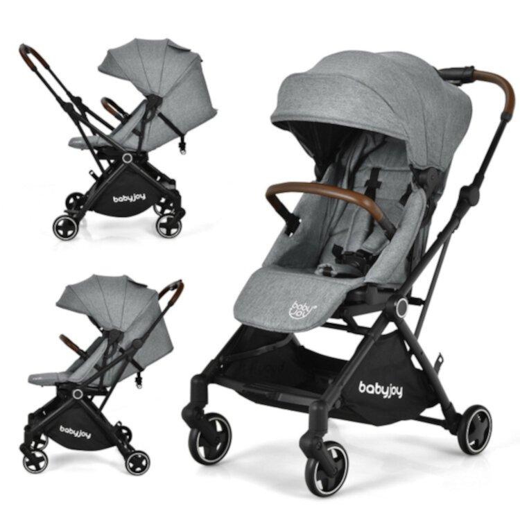 Kadyn Baby Stroller, Infant Carriage Bassinet Stroller,2-in-1 Convertible Aluminum Baby Stroller with Adjustable Canopy-Gray Kadyn