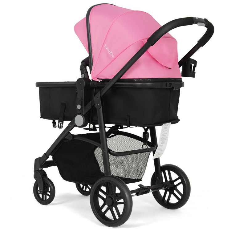 Spaco 2-in-1 Foldable Pushchair Newborn Infant Baby Stroller-Pink, Compact Stroller for Infant & Toddler SPACO