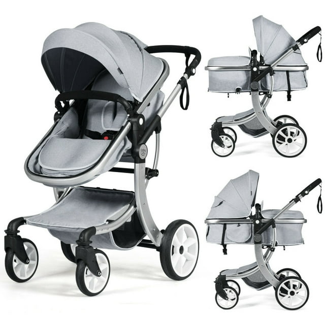 Barara King Travel Stroller,Baby Wagon,Folding Aluminum Infant Reversible Stroller with Diaper Bag-Gray Barara King