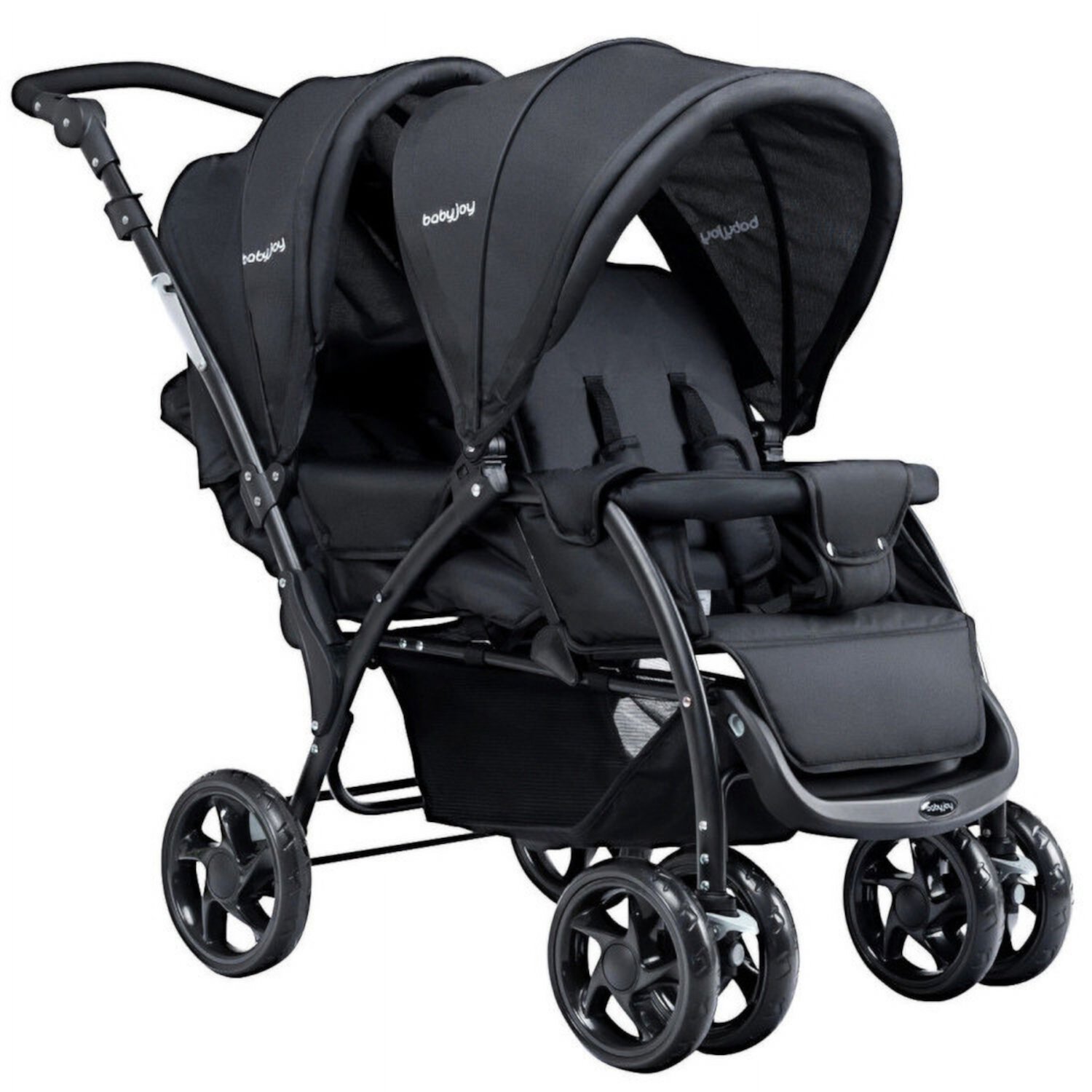 Spaco Foldable Lightweight Front Back Seats Double Baby Stroller-Black, Compact Stroller for Infant & Toddler SPACO