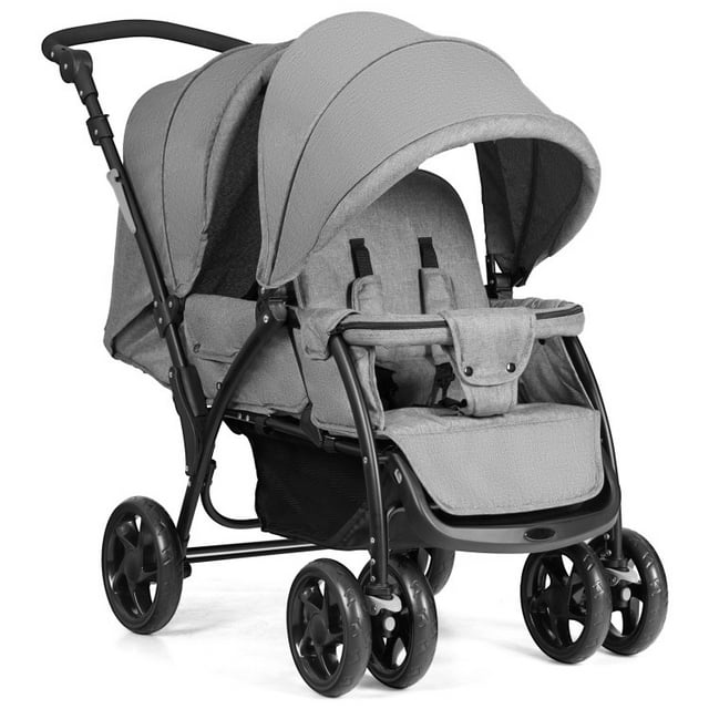 Barara King Travel Stroller,Baby Wagon,Foldable Lightweight Front Back Seats Double Baby Stroller-Gray Barara King