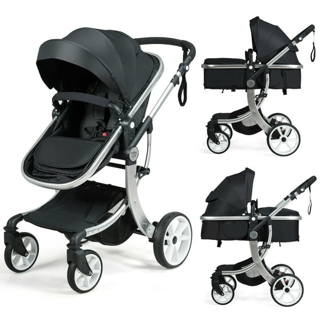 Barara King Travel Stroller,Baby Wagon,Folding Aluminum Infant Reversible Stroller with Diaper Bag-Black Barara King