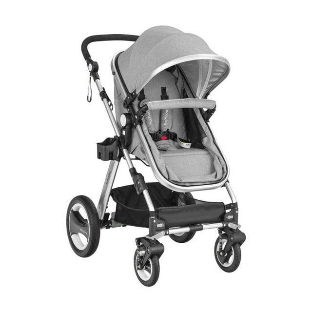 GVN Folding Aluminum Baby Stroller Baby Jogger with Diaper Bag-Gray, Summer Stroller for Infant & Toddler GVN