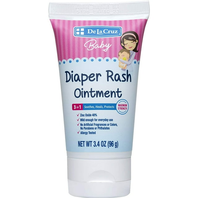 De La Cruz Baby Diaper Rash Cream with 40% Zinc Oxide & Vitamin E, 3.4 Oz De La Cruz