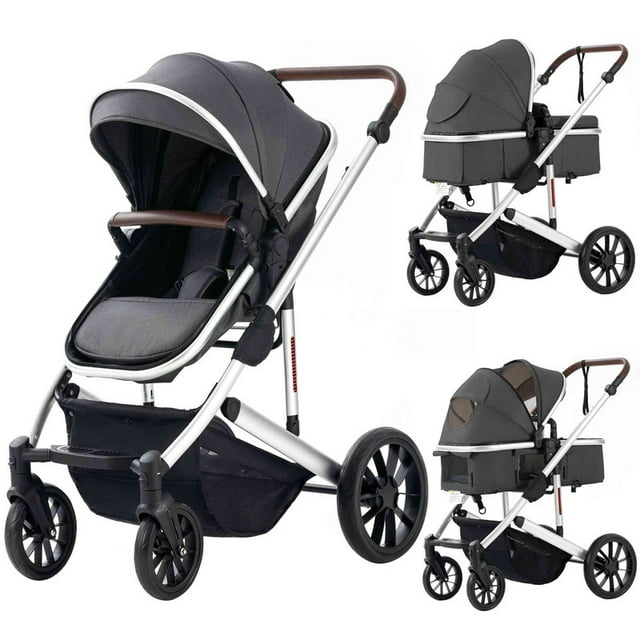 Baby Stroller Foldable Newborn Bassinet Pram Reversible Bassinet Newborn Infant Toddler Travel Stroller Arlifo