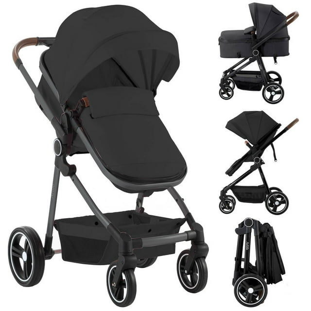 2 in 1 Baby Stroller Foldable Baby Stroller Reversible Bassinet Arlifo