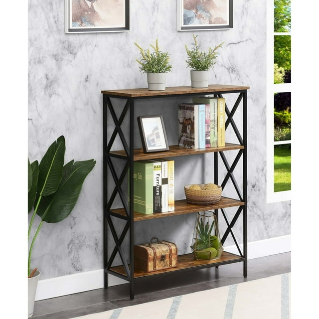 Convenience Concepts Tucson 4 Tier Bookcase, Barnwood/Black Convenience Concepts