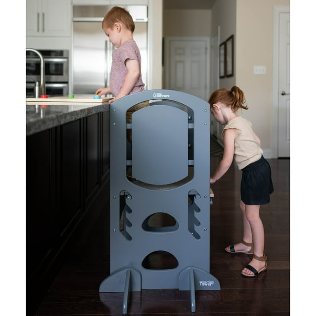 Little Partners Limited Edition Learning Tower Toddler Tower, Wooden Kitchen Stool and Helper Tower for Babies, Toddlers and Kids, Adjustable Platform, Kitchen Step Stool - Earl Grey Little Partners