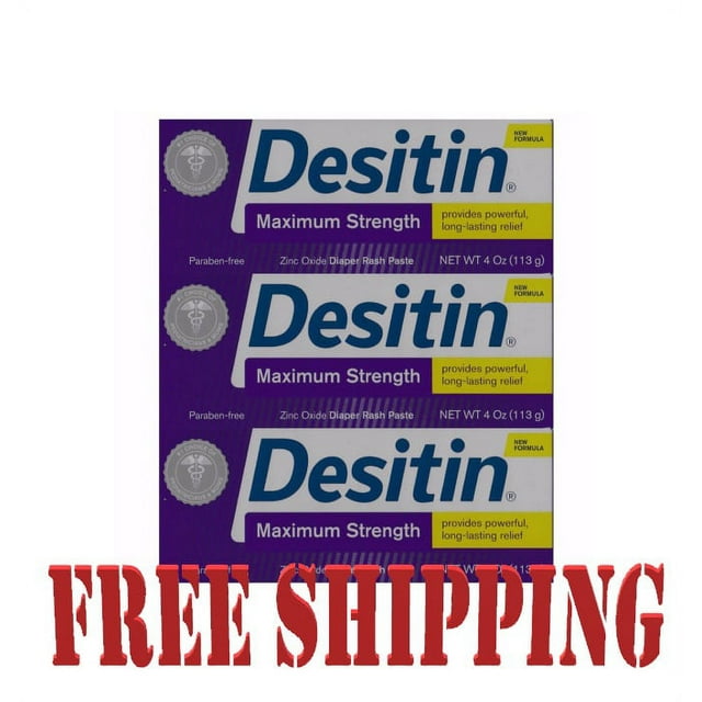 3 PACK - Desitin Maximum Strength Paste Zinc Oxide Diaper Rush 4 Oz. each Desitin