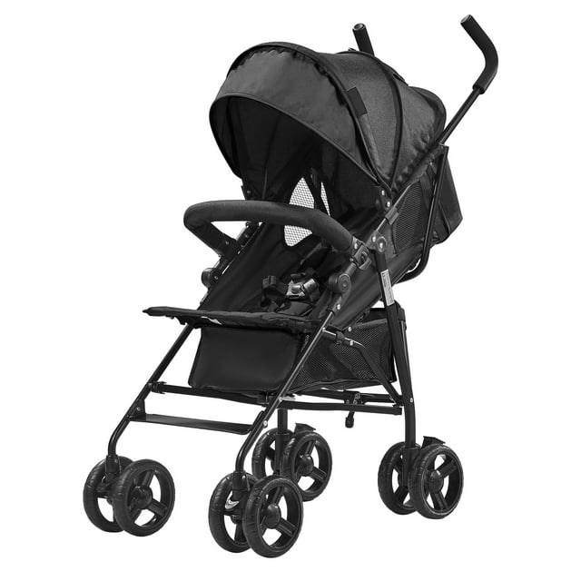 SKYSHALO Convenience Stroller, Foldable Lightweight Stroller Load Capacity 50 lbs for Tollder, Umbrella Stroller with Adjustable Seat Recline and Sunshade, Black SKYSHALO