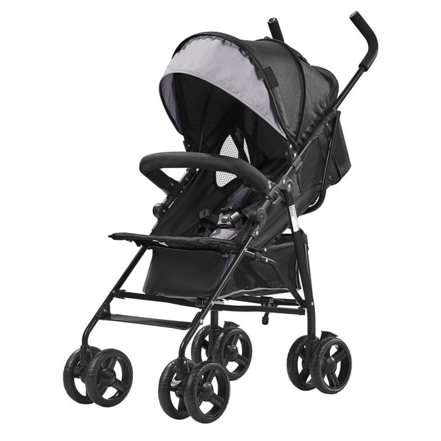 SKYSHALO Convenience Stroller, Foldable Lightweight Stroller Load Capacity 50 lbs for Tollder, Umbrella Stroller with Adjustable Seat Recline and Sunshade, Black/Light Grey SKYSHALO