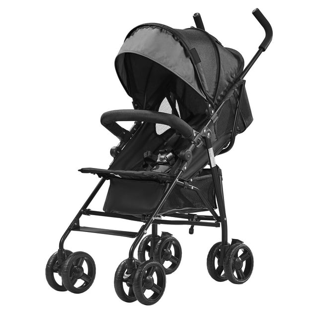 SKYSHALO Convenience Stroller, Foldable Lightweight Stroller Load Capacity 50 lbs for Tollder, Umbrella Stroller with Adjustable Seat Recline and Sunshade, Black/Dark Grey SKYSHALO