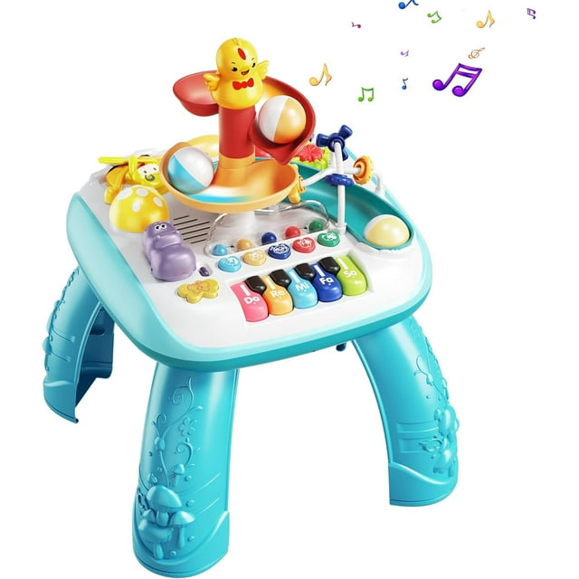 Baby Activity Table Learning Table - Educational Learning Musical Toys & Baby Standing Activity Center, Musical Instruments for Toddlers 1-3, Boy and Girl Birthday Gift Baby Toys 6 to 12 Months Jingyang