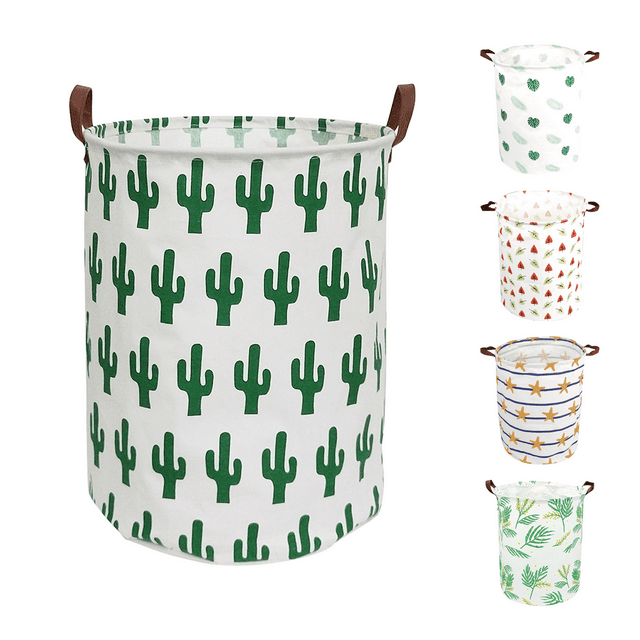 Laundry Basket, Collapsible Large Laundry Hamper Waterproof with Leather Handle, Dirty Clothes, Baby Kids Toy Storage Baskets Dorm, Garland of the Elk Howarmer