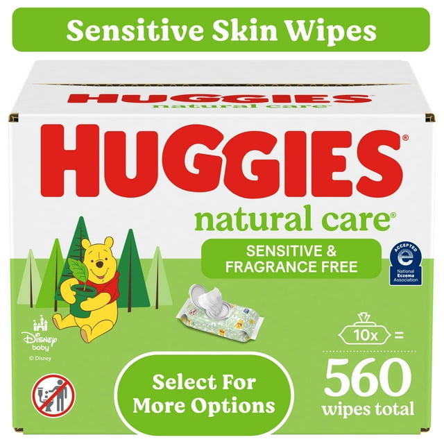 Huggies Natural Care Sensitive Baby Wipes, Unscented, 10 Pack, 560 Total Ct (Select for More) Huggies