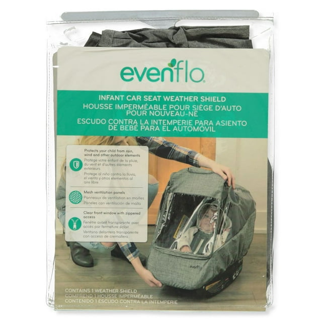 Infant Car Seat Weather Shield, Rain Cover, Ventilated Panels (Gray Melange) Visit the Evenflo Store