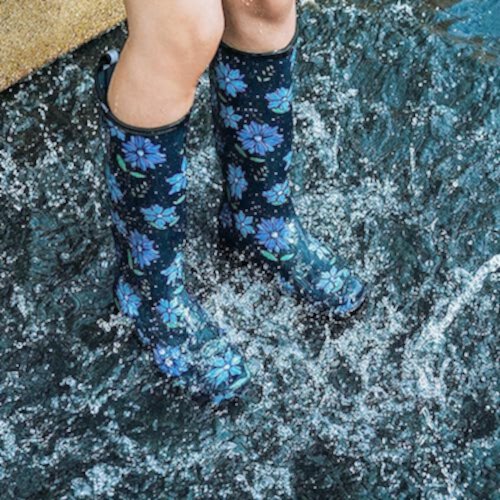 HISEA Women's Rain Boots Waterproof Garden Shoes Colorful Printed Knee High Rubber Boots Anti-Slipping Rainboots for Ladies with Comfort Insole Tall Wellington Rain Shoes HISEA