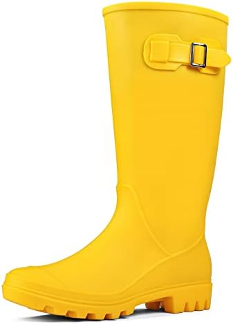 DKSUKO Women's Tall Rain Boots Garden Boots Waterproof Wellington Rubber Boots Dksuko