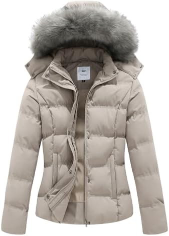 GGleaf Women's Hooded Warm Winter Coat Quilted Thicken Puffer Jacket with Removable Fur Hood GGleaf