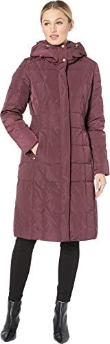 Cole Haan Women's Knee Length Hooded Quilted Down Coat Cole Haan