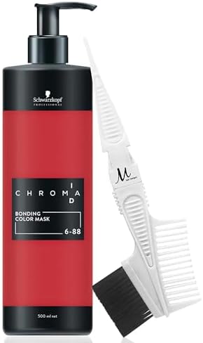 Chroma ID Bonding Color Mask 6-88 Dark Blonde Red Extra 16.9oz and M Hair Designs Tint Brush/Comb (Bundle 2 items) M Hair Designs