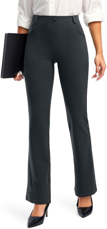 Rammus Womens Dress Pants with Pockets Stretchy Business Casual Work Pants Bootcut Slacks for Office Rammus