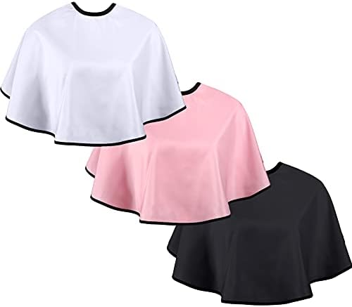 3 Pieces Makeup Capes for Clients Makeup Bibs Comb-out Beard Aprons Hair Dye Aprons Styling Shampoo Capes Hair Salon Shorty Cape Barber Short Smock for Hair Beauty Makeup Artist Accessories, 3 Colors Sintege