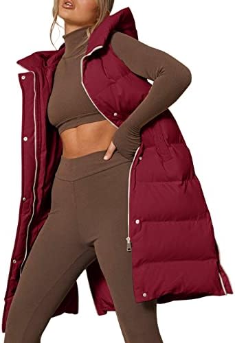 Inorin Womens Down Vest with Stand Collar Thick Hooded Sleeveless Long Coats Jacket Inorin