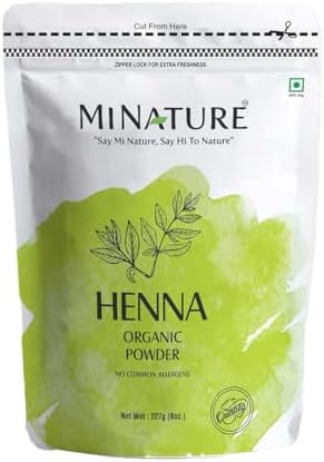 mi nature Henna Powder (Lawsonia inermis) | Natural Hair Color| Mehandi Powder for Hair | from Rajasthan| Presevative Free | 226gm (7.97Oz) Minature