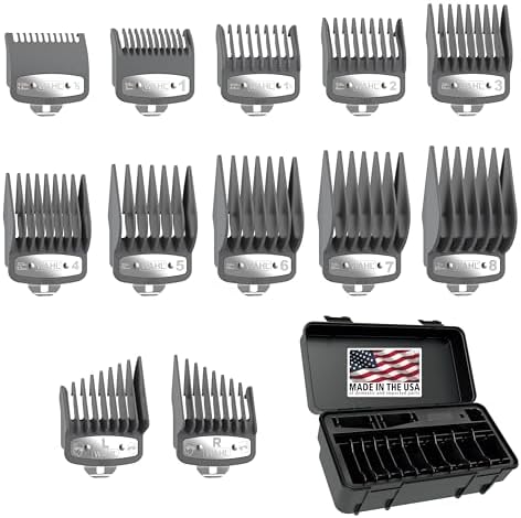 Wahl Clipper Genuine Secure-Fit™ Attachment Guard Organization Kit with Color Pro Colored Hair Clipper Guide Combs, 14 Piece Premium Storage Kit for Wahl Hair Clippers, Multicolor - 3291-100 Wahl