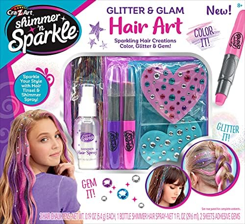 Shimmer ‘n Sparkle Glitter and Glam Metallic Hair Art Set with Hair Chalk Pens and Hair Gems by Cra-Z-Art Cra-Z-Art