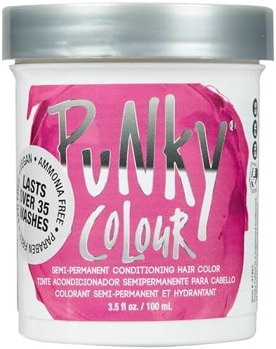 Punky Flamingo Pink Semi Permanent Conditioning Hair Color, Non-Damaging Hair Dye, Vegan, PPD and Paraben Free, Transforms to Vibrant Hair Color, lasts up to 40 washes, 3.5oz Punky