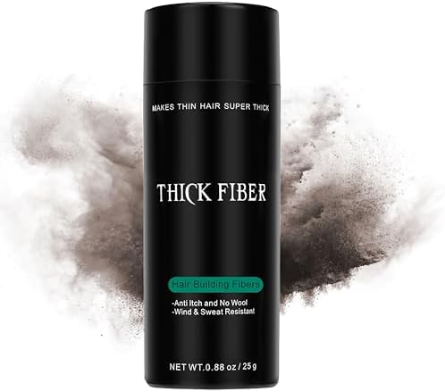 THICK FIBER Hair Fibers for Thinning Hair & Bald spots (DARK BROWN) - 25g Bottle - Conceals Hair Loss in Seconds - Hair Powder for Women & Men Thick Fiber