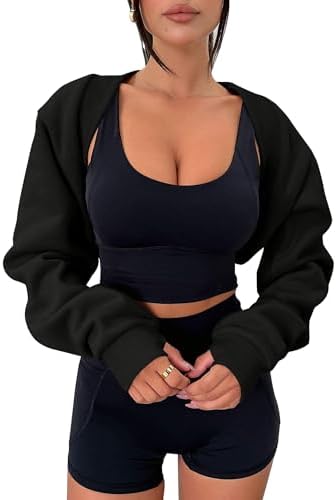 Женский Кардиган Zwurew Bolero Рукав Long Sleeve Cropped Sweatshirt с Отверстиями для Пальцев 2024 Zwurew