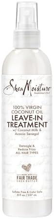 SheaMoisture 100% Virgin Coconut Oil Leave-in Conditioner Treatment for All Hair Types 100% Extra Virgin Coconut Oil Silicone Free Conditioner 8 oz SheaMoisture