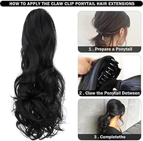 Claw Clip Ponytail Extension 18" Clip in Wavy Ponytail Hair Extensions Long Pony Tails for Women Extensions Ash Blonde Mix Brown Wave Hairpiece Mitrygreen