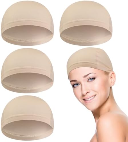 4 Pcs Bamboo Fiber Wig Cap Bamboo Wig Liner Cap for Women Hairloss Elastic Breathable Bald Cap Under Wigs (Beige) Janmercy