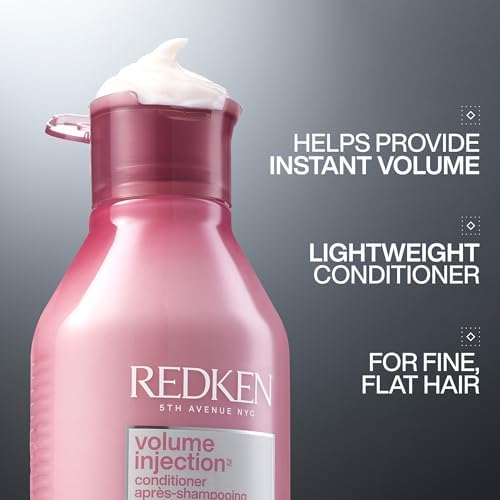 Redken Volume Injection Conditioner | Lightweight Volume Conditioner For Fine Hair | Detangles and Adds Volume & Body to Flat Hair | Paraben Free Redken