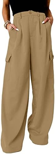 Dokotoo Womens High Waisted Wide Leg Cargo Pants Baggy Casual Trendy Work Pants with 4 Pockets Dokotoo