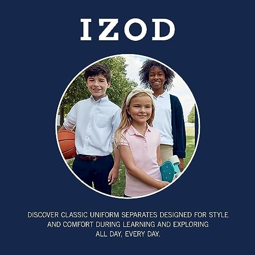 IZOD Boys' School Uniform Sensory-Friendly Short Sleeve Polo Shirt, Button Closure, Tagless Inner Neckline Izod