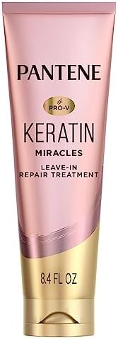 Pantene Keratin Leave-In Conditioner with Argan Oil, Protein Treatment for Dry, Damaged & Color-Treated Hair, Repairs Split Ends & Protects from Damage, Formaldehyde-Free, 8.4 Fl Oz Pantene