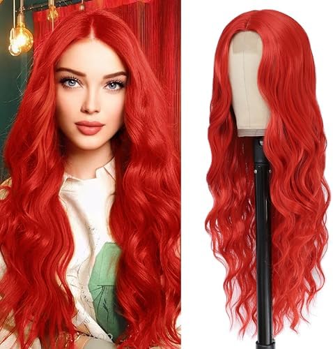 Cosplay Long Pink Wig 28 Inch Middle Part Synthetic Wig Realistic Gifts Party Wigs for Women Daily Use Colorful Wigs (Pink) Buppler