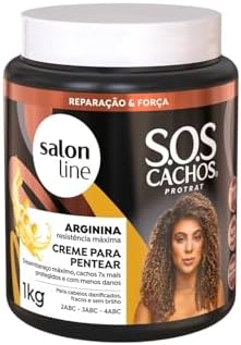 Salon Line - Linha SOS Cachos (Arginina) - Creme para Pentear 1 Kg - (SOS Curls (Arginine) - Combing Cream Net 35.27 Oz) Salon Line