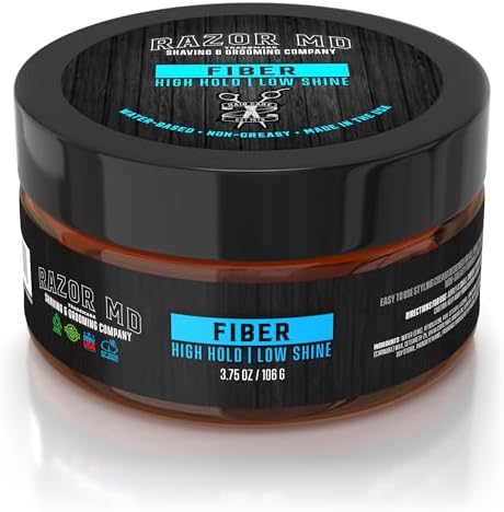 Men's Hair Styling Fiber with High Hold Low Shine Matte Finish, Water-Based Non-Greasy Unscented Hair Putty for Strong Texturized Look and Modern Styling, 3.75 oz Razor MD