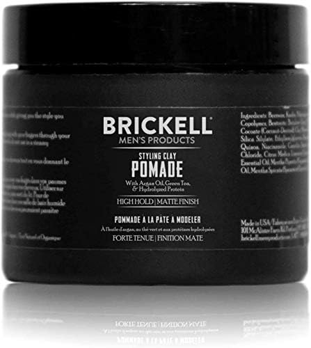 Brickell Men's Products Hair Styling Clay Pomade For Men, Natural & Organic with Strong Hold & Matte Finish, Product for Modern Hairstyles, 2 Ounces, Scented Brickell Men's Products